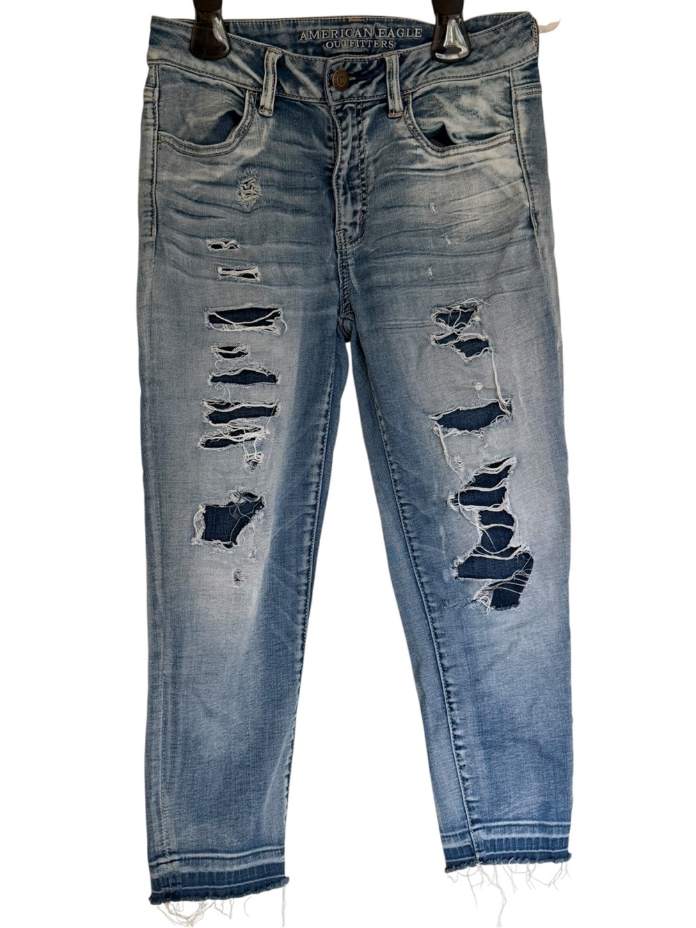 American Eagle Outfitters Hi Rise  Super  Stretch Jegging Crop Sz 6 Distressed